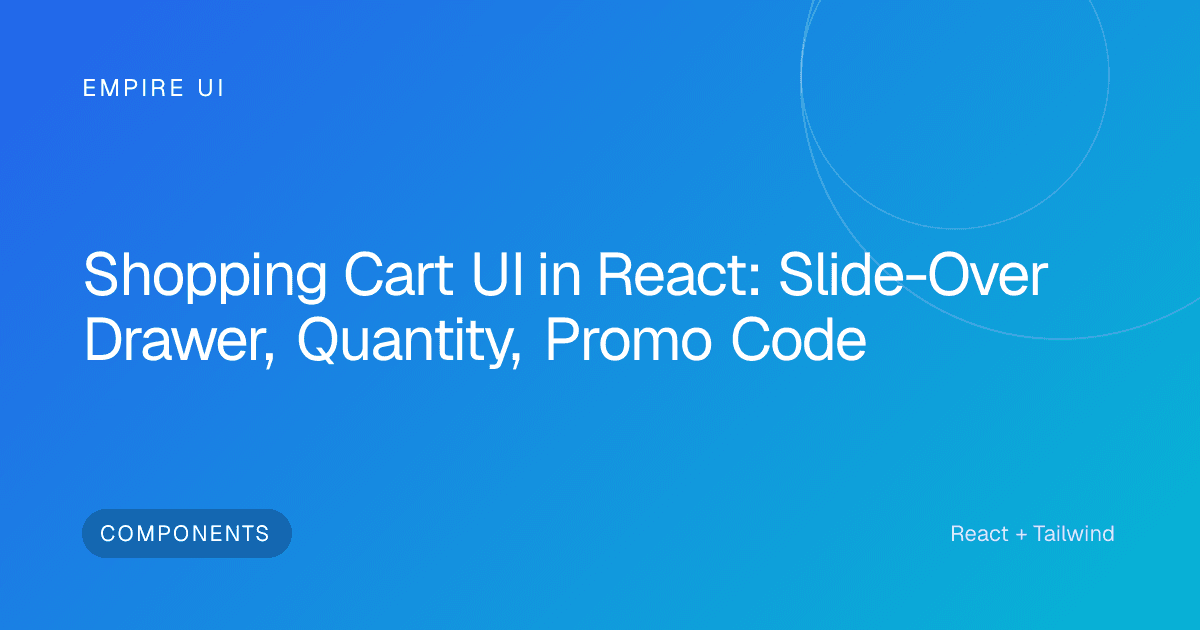 Shopping cart UI with slide-over drawer on dark background