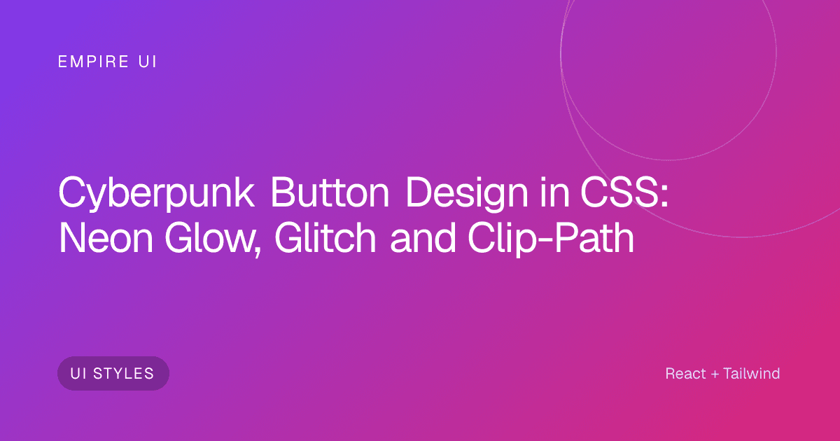 Neon glowing cyberpunk button with purple and cyan light on dark background