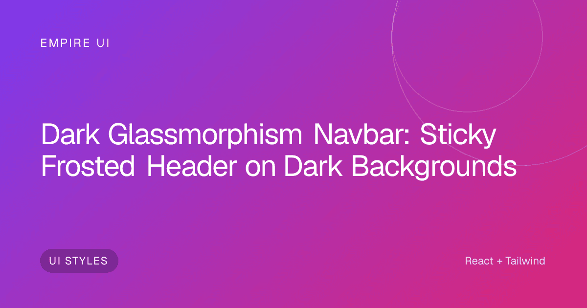 Dark frosted glass navigation bar floating over a deep gradient background