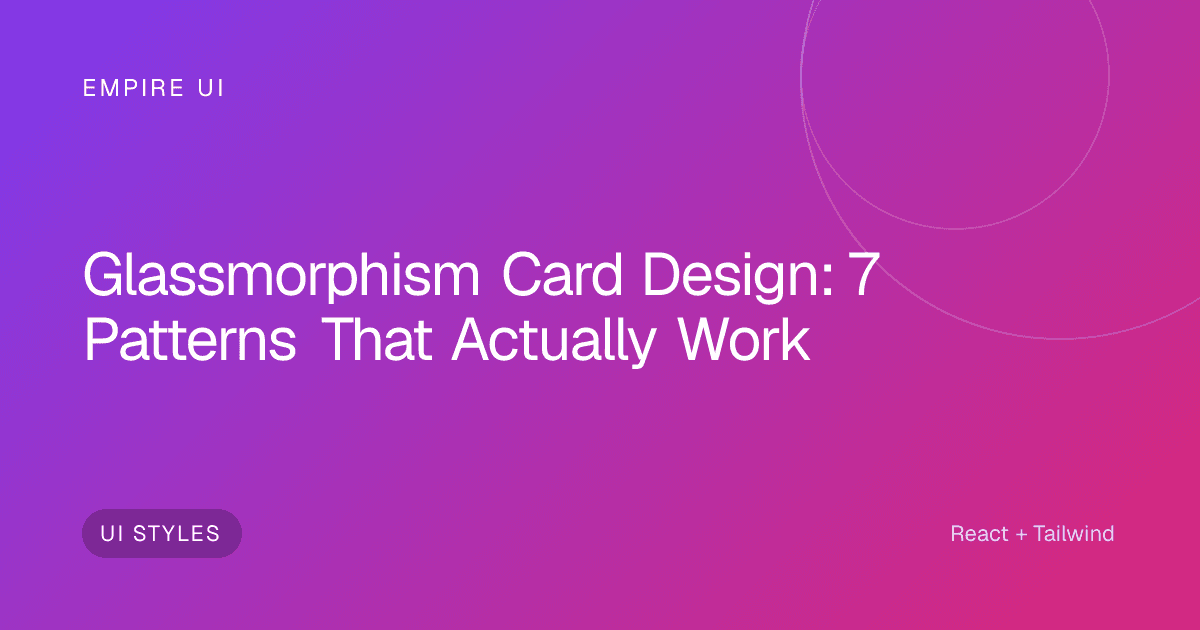 Frosted glass card UI components on a colorful gradient background