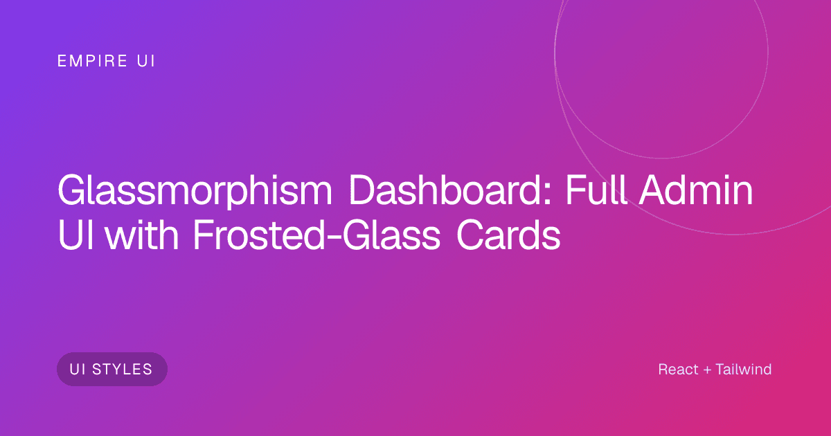 Frosted glass admin dashboard interface with translucent cards on gradient background