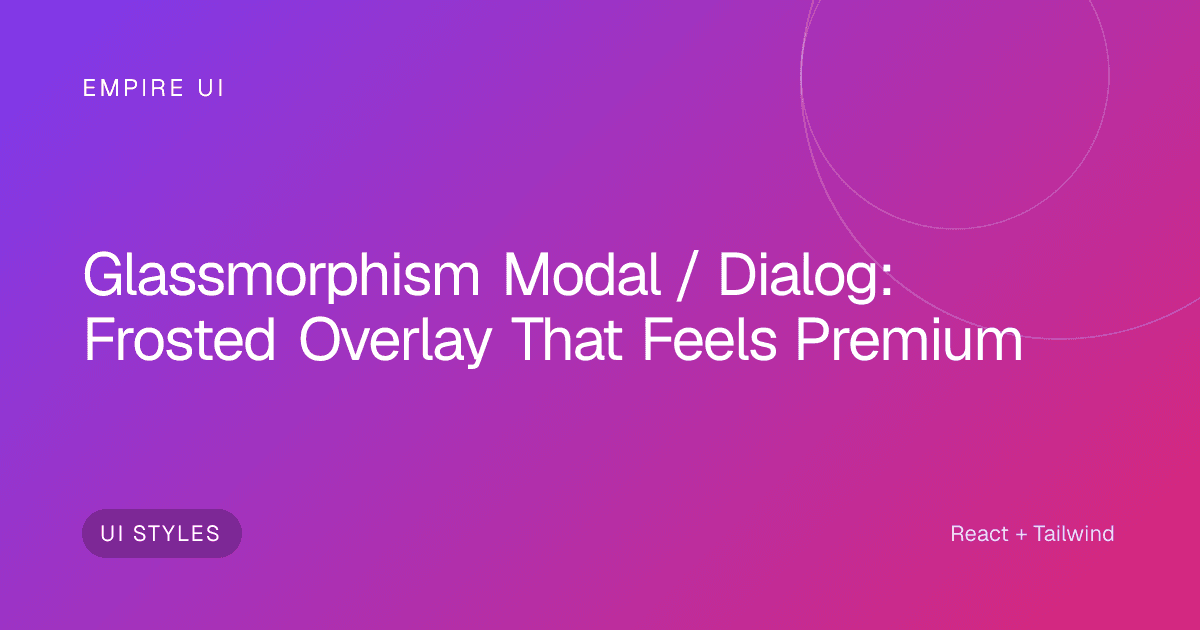 frosted glass modal dialog floating over colorful gradient background