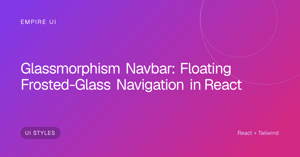 Frosted glass navigation bar floating over gradient background UI