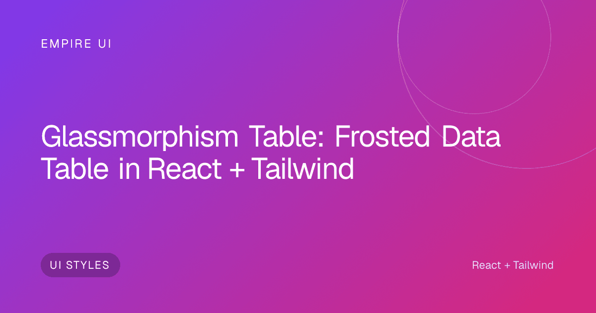 frosted glass data table interface with translucent rows and gradient background
