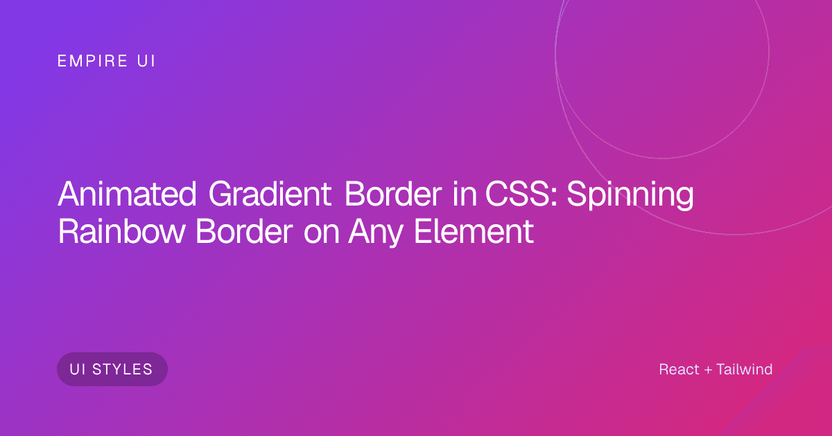 colorful spinning rainbow gradient border glowing around a dark card element