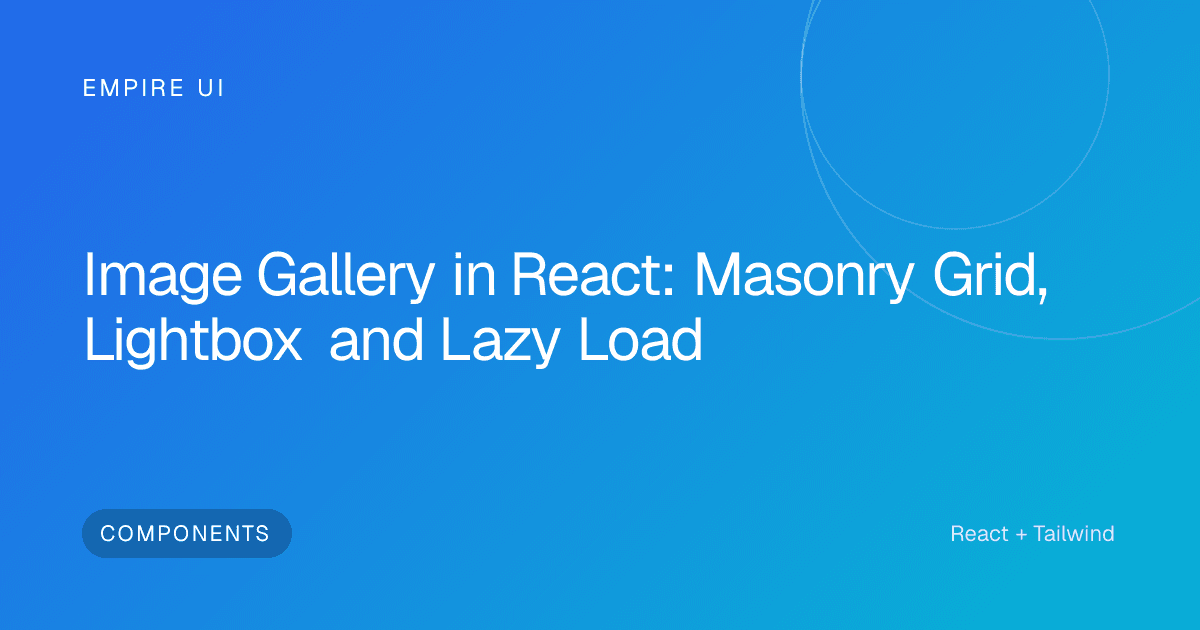 React image gallery with masonry grid layout and lightbox overlay