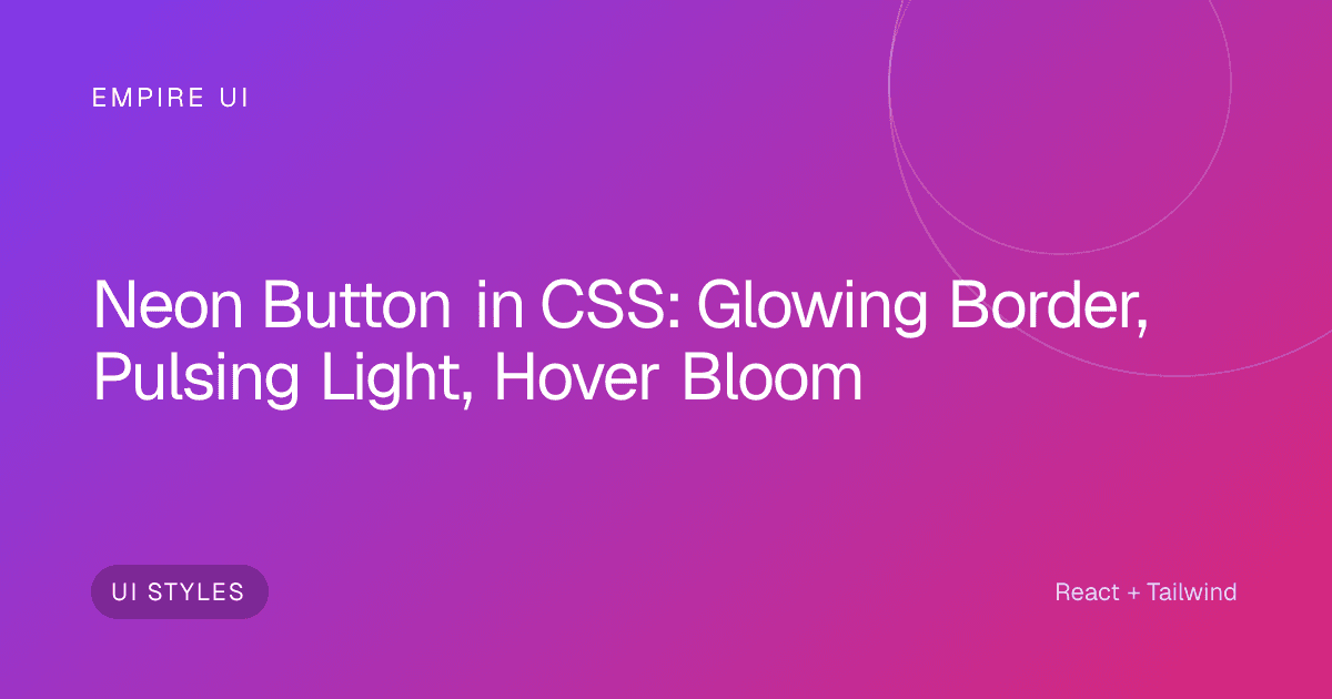 Glowing neon button with cyan border on dark background