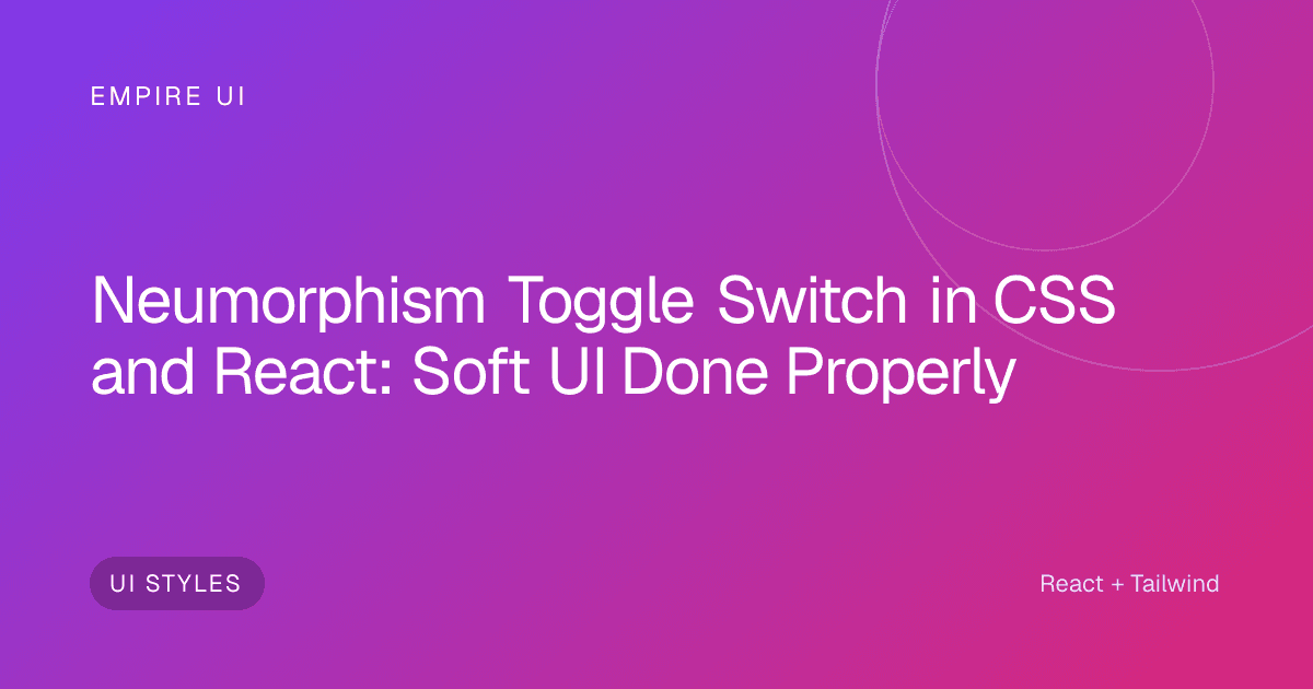 Soft white neumorphic toggle switch UI component on gray background