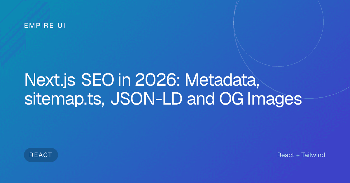 Code editor screen showing Next.js SEO metadata configuration