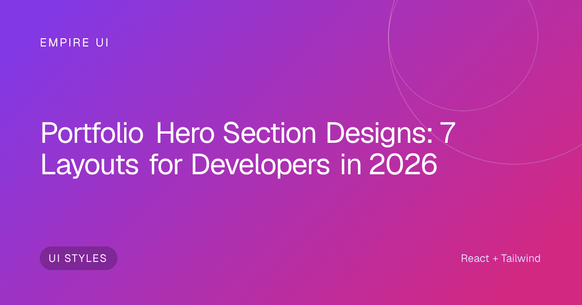 developer portfolio hero section glowing screen dark UI layout