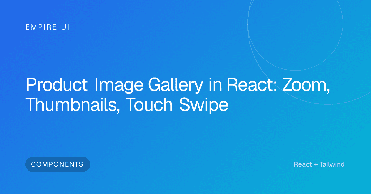 React product image gallery with zoom and thumbnail strip on desktop