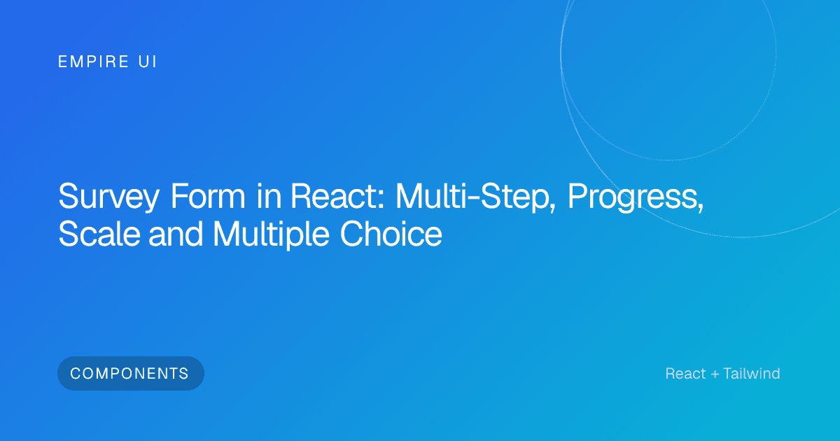 React survey form with multi-step progress and multiple choice questions