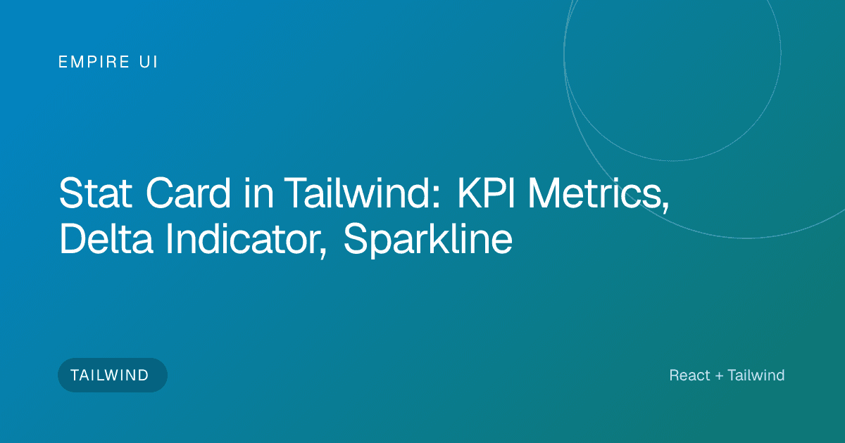 Dashboard stat cards showing KPI metrics and trend sparklines