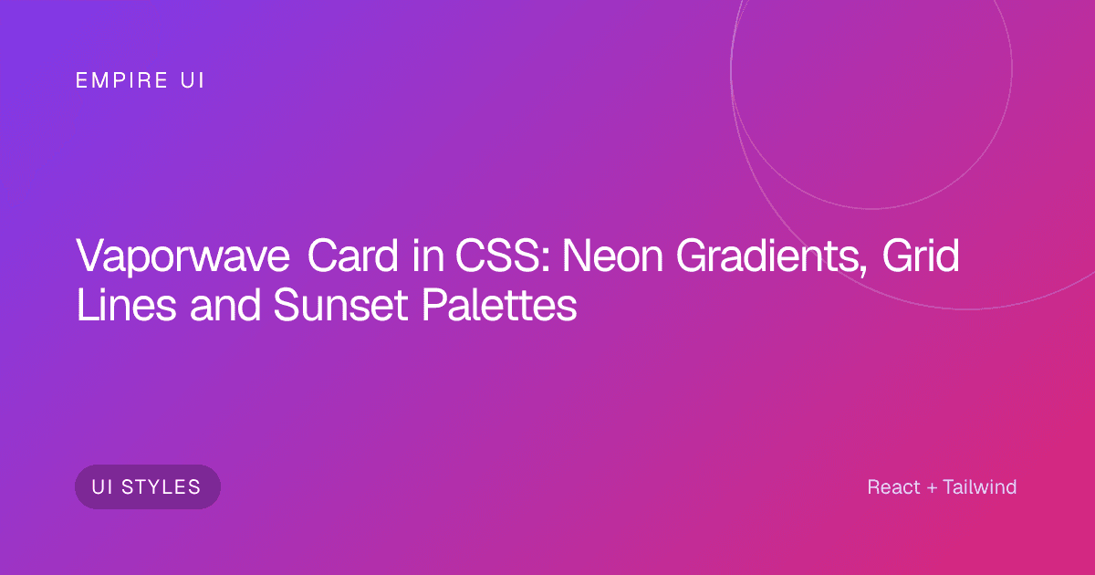 neon pink and purple vaporwave card design with retro grid lines on dark background