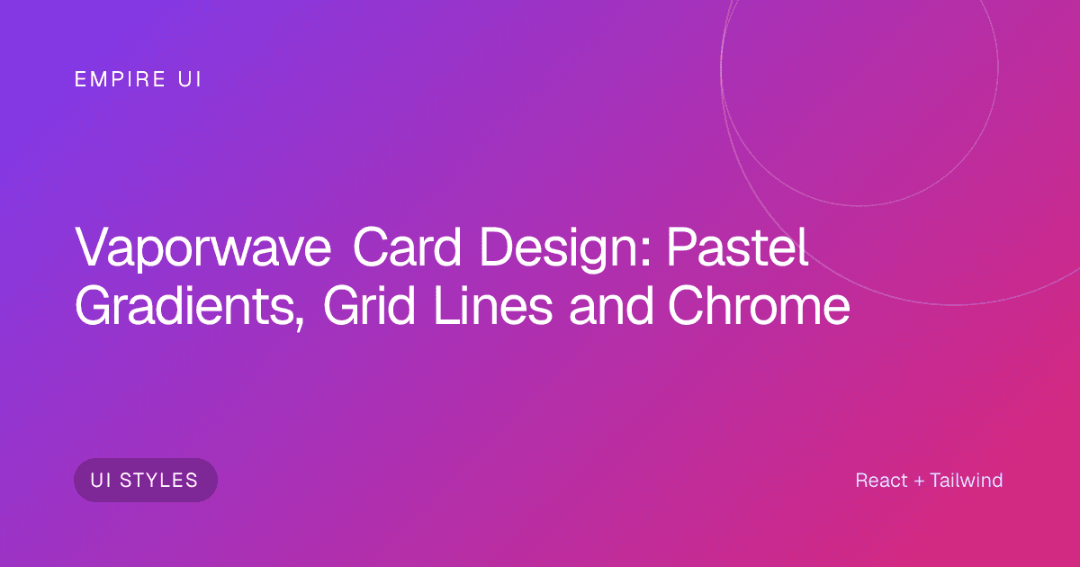 Retro vaporwave card with pastel gradient and chrome text
