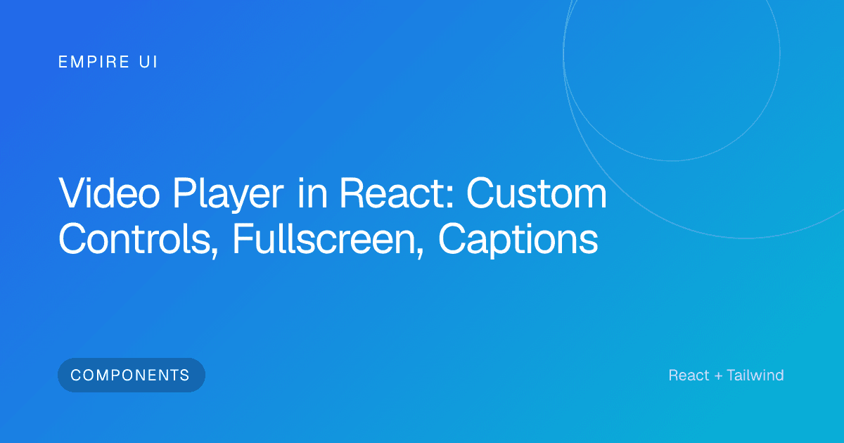 custom React video player with dark UI controls overlay