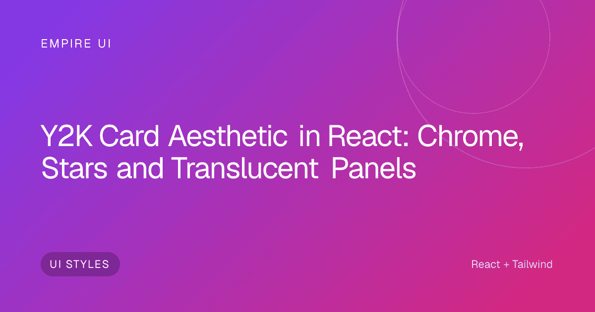 Y2K style translucent panel with chrome gradient and star field background